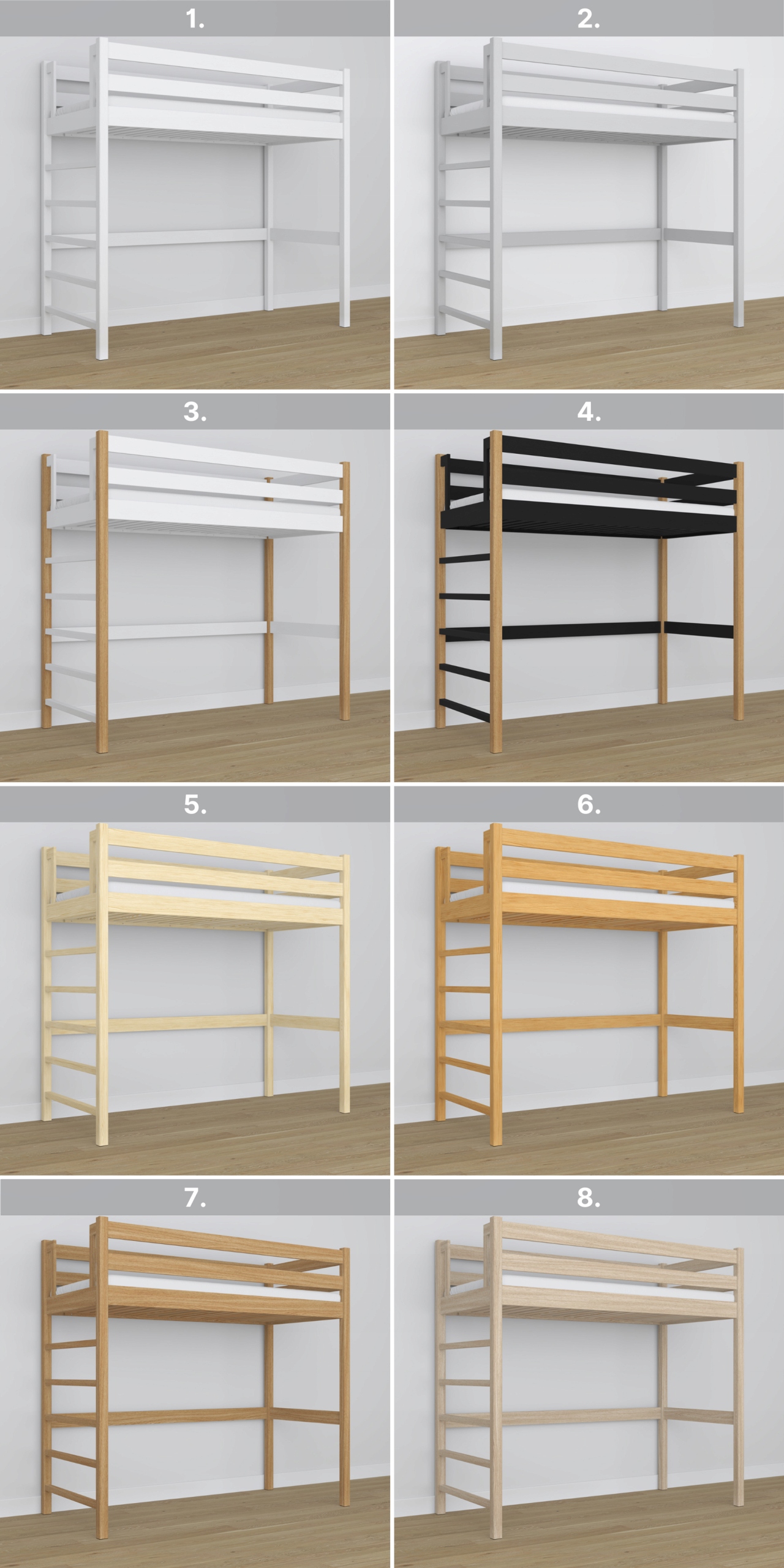 Łóżko piętrowe na antresoli drewniane N01 120x200 Kod producenta 170100160-120200