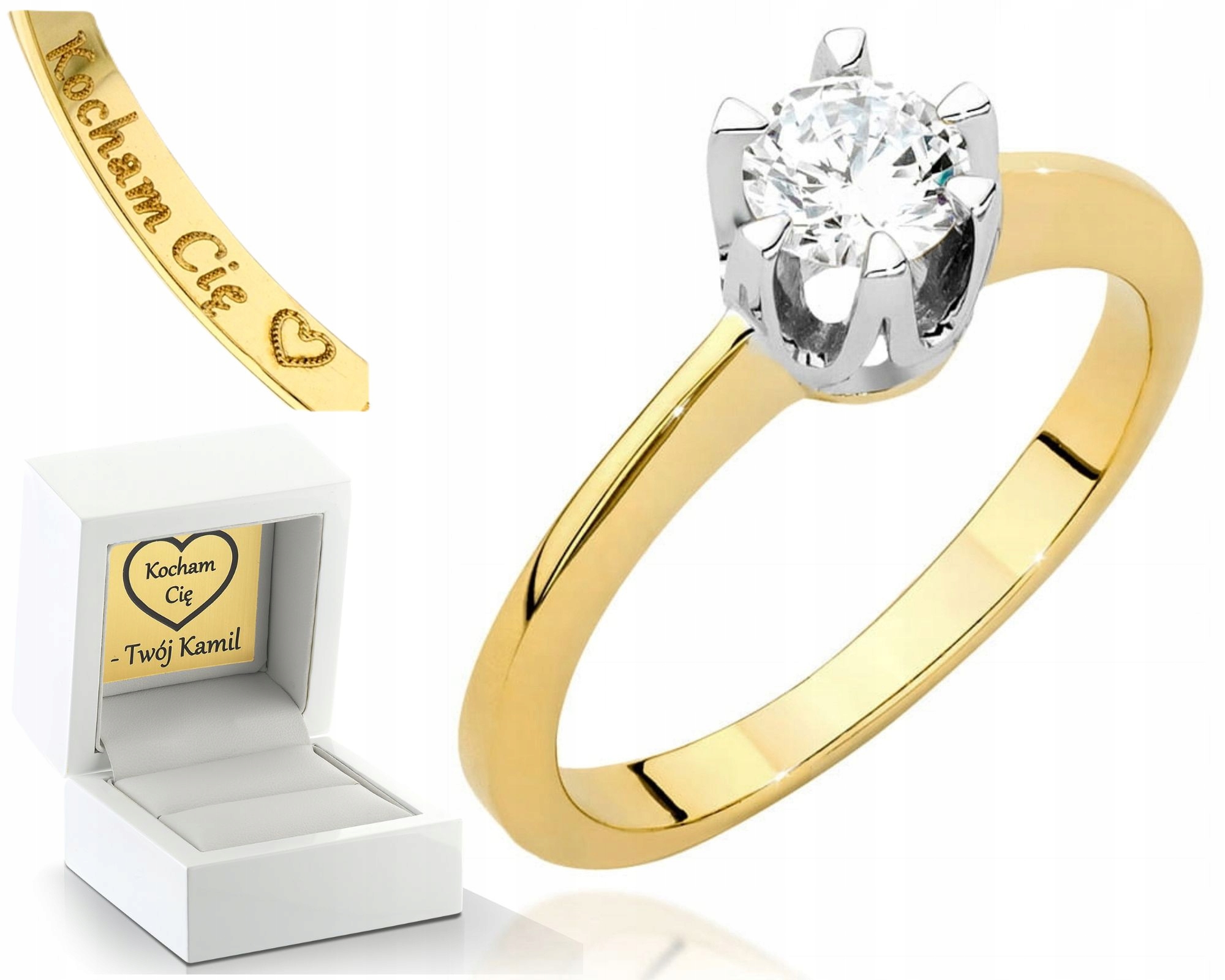 Zlatý Prstýnek S Diamantem 585 Gravírování