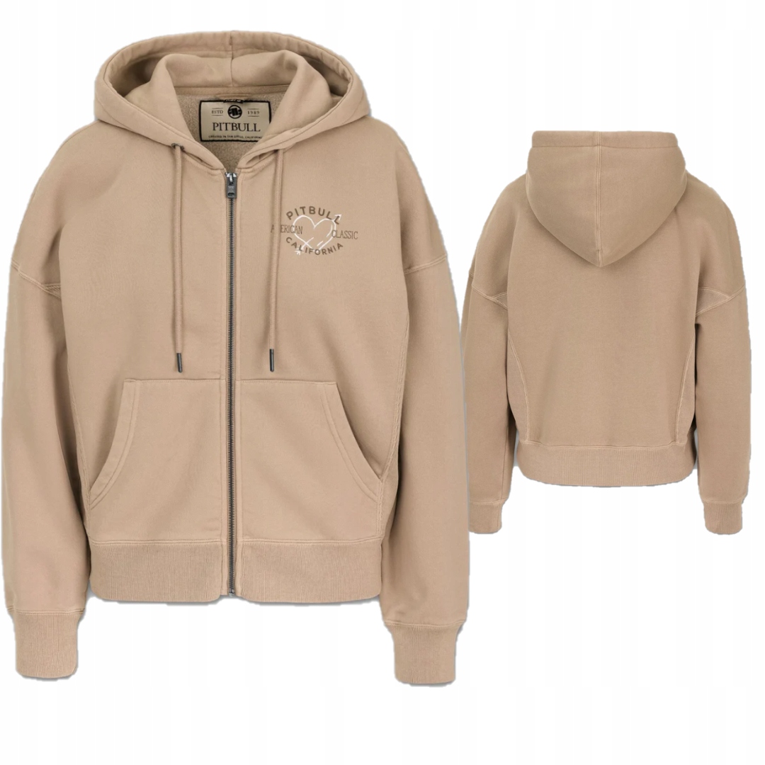 Pitbullwestcoast Dámská Mikina S Kapucí Rozepínací Manzanita Heart Béžová Xs/s