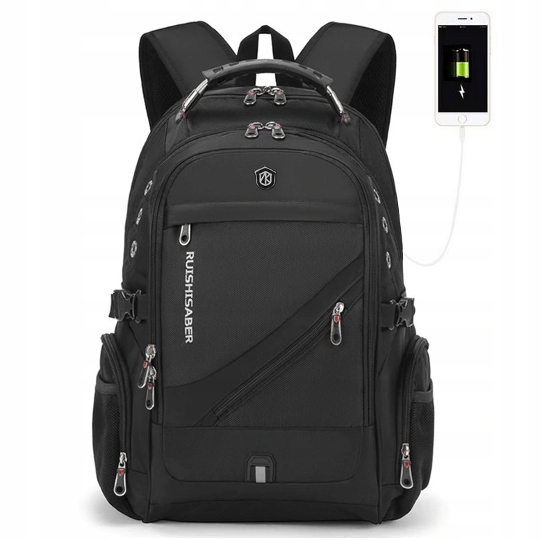 Plecak na laptopa 17,3 bardzo pojemny 38l USB moro