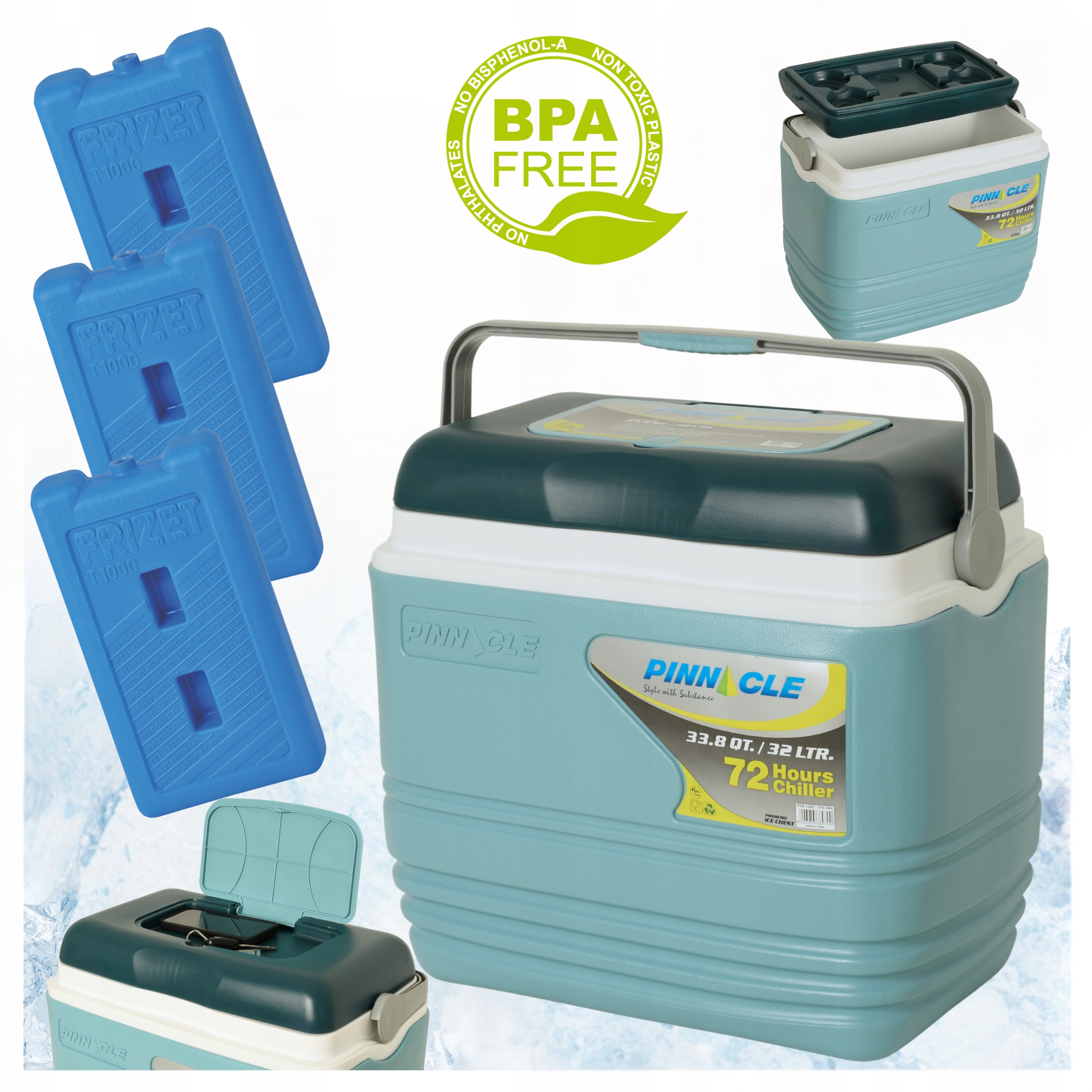 Turistická lednička na náplně Pinnacle TPX7000 32L Blekitna 3 náplně 1L