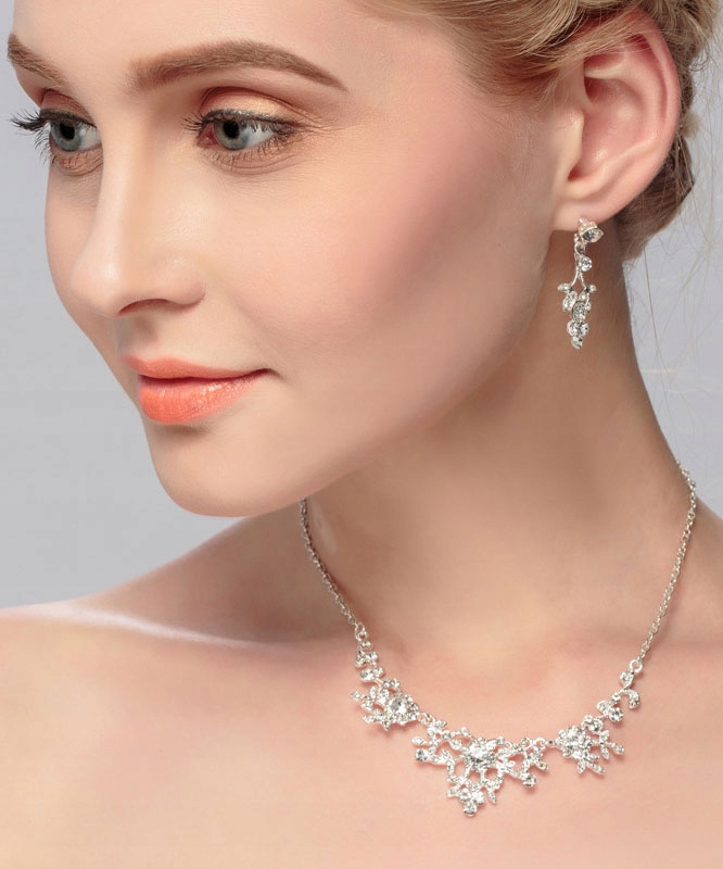 NASZYJNIK KOLCZYKI CRYSTAL KOMPLET Kamień Cyrkonia