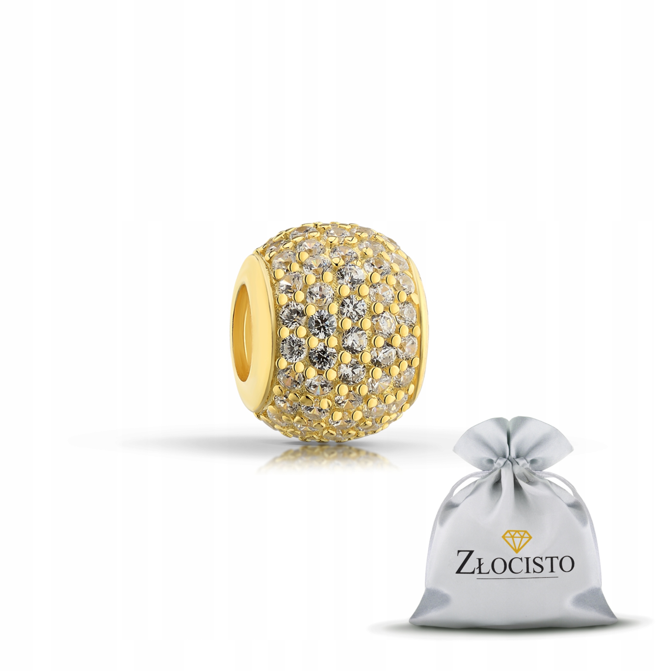 Pozlacený Přívěsek Stříbro 925 Kulička Se Zirkony Bead Korálek Pro Náramky