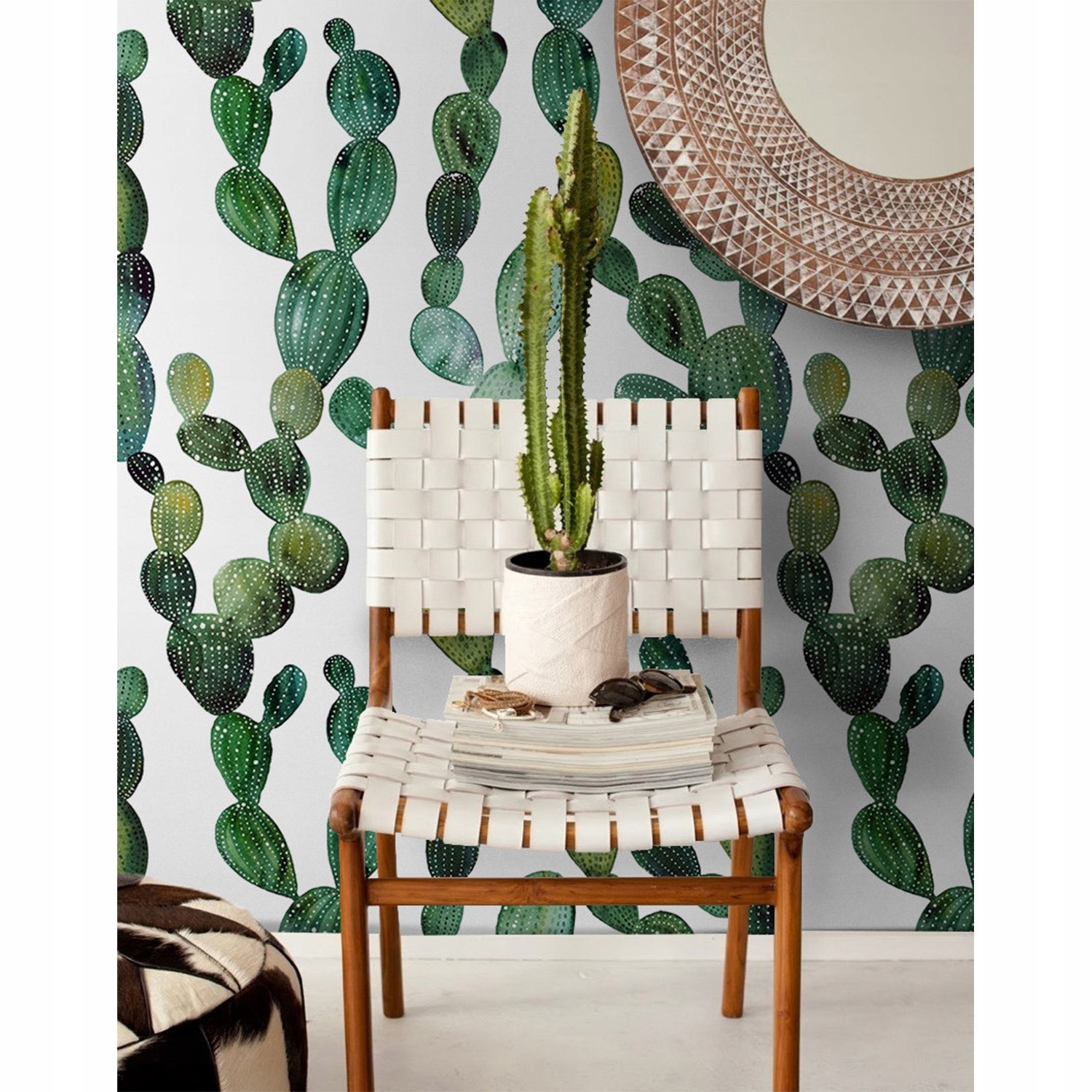 

Tapeta ścienna Zielony kaktus styl boho 208x146 cm