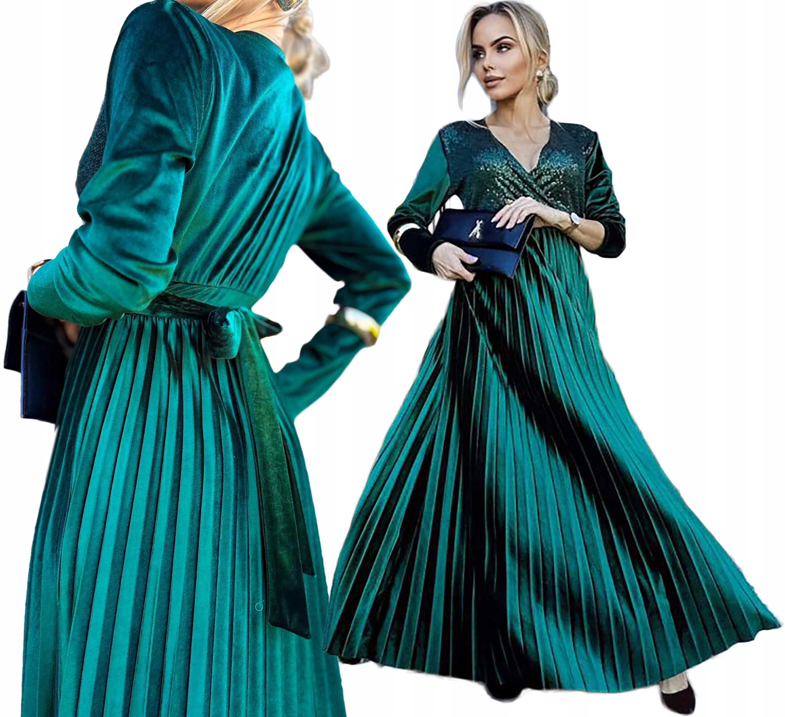 Velurová plisovaná Šaty dámská maxi flitry svatební hostina Victoria