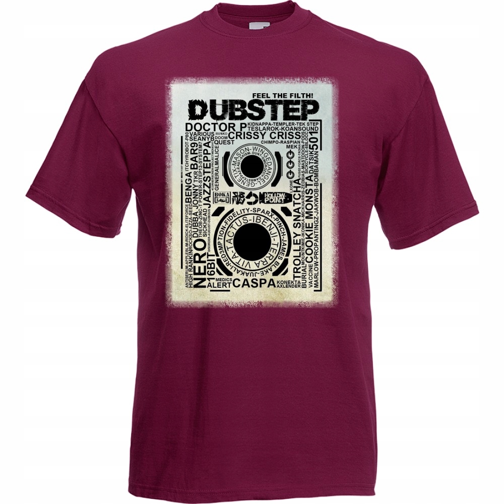 

Koszulka z nadrukiem dubstep muzyka dub S burgund