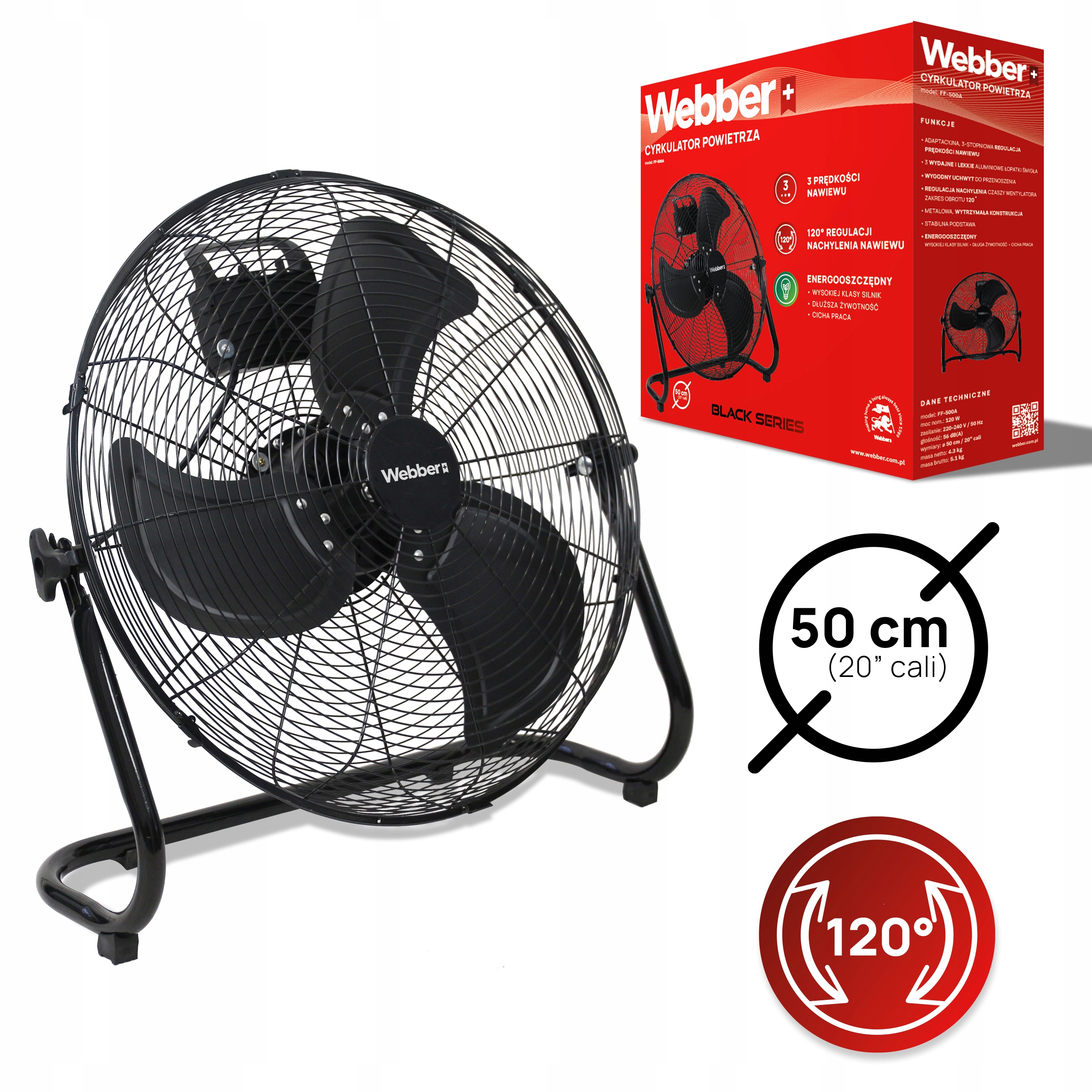 Ventilátor cirkulátor vzduchu Podlahový Veľký Ventilátor 50 cm Webber Tichý