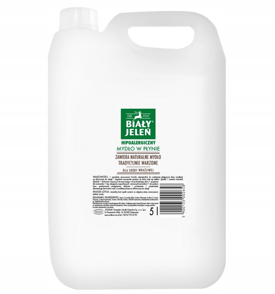 

Biały Jeleń Mydło Naturalne W Płynie 5L Hipoalergi
