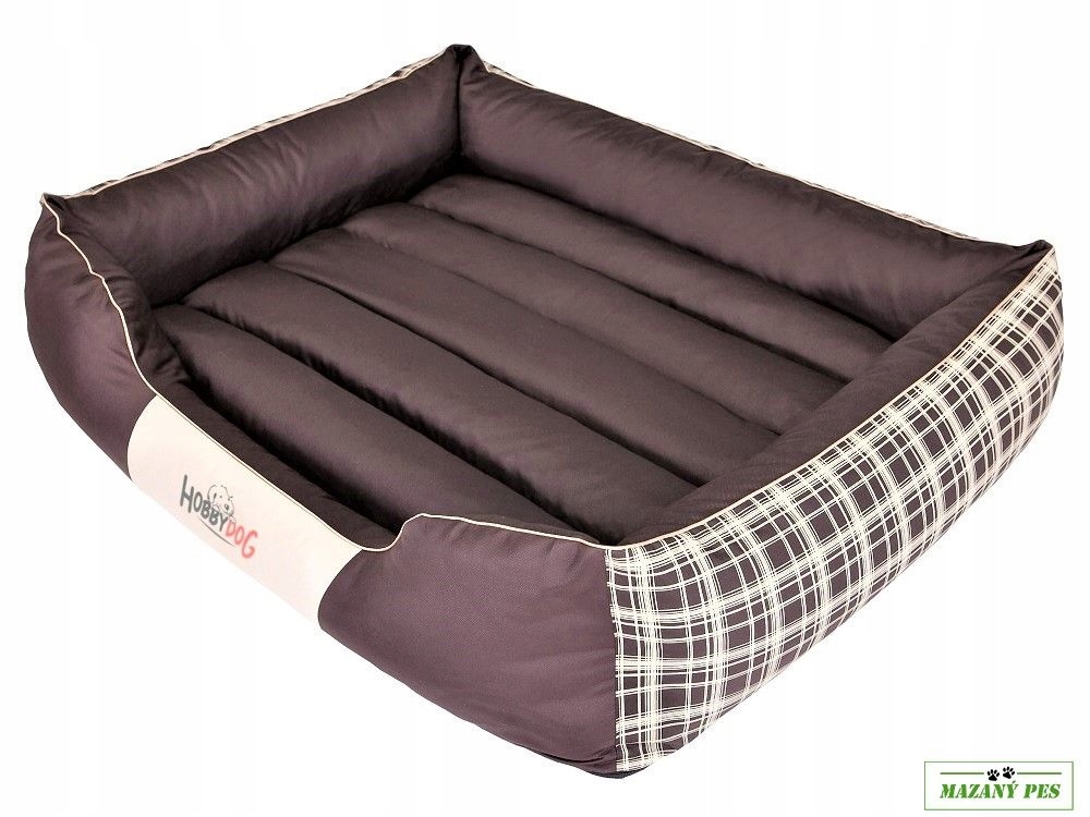 Levně Hobby Dog Pelíšek pro psa Prestige hnědý vzor kostka Velikost L -65 x 50 cm
