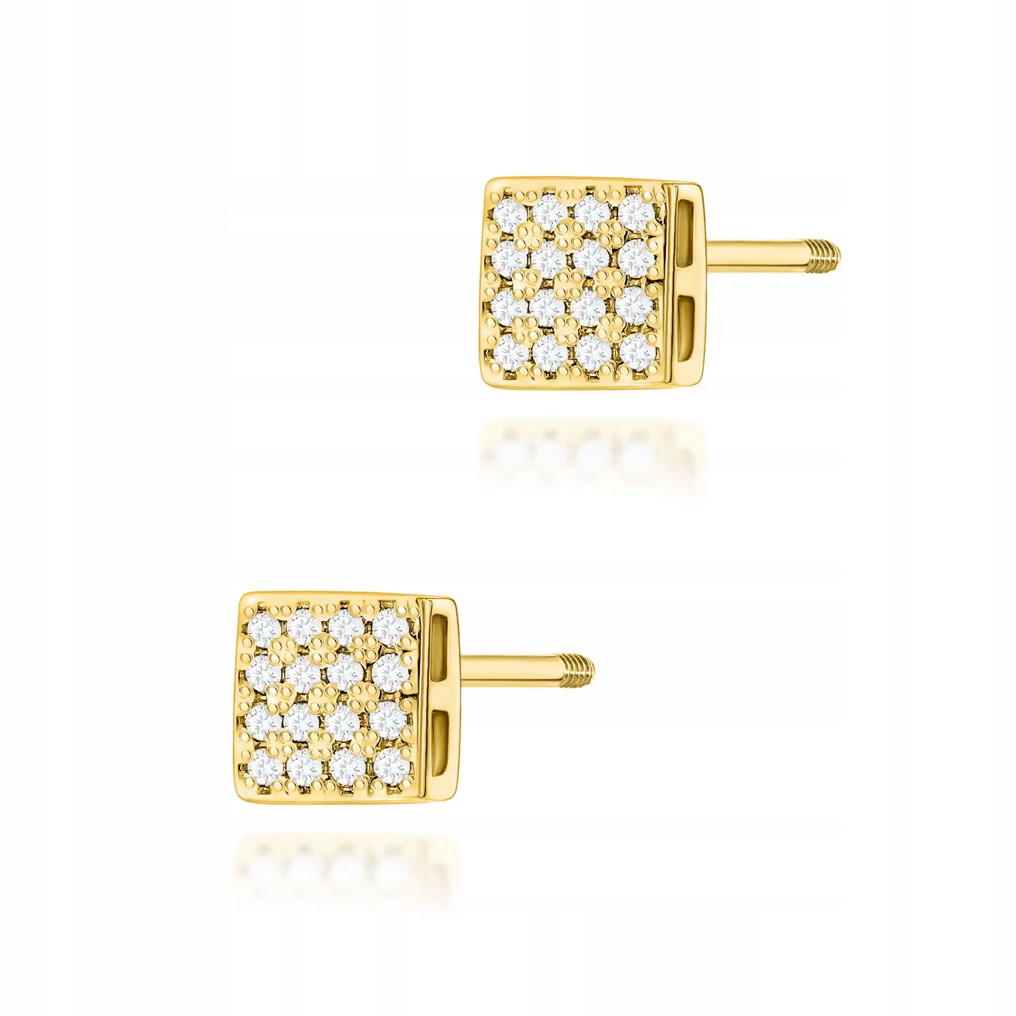 Náušnice zlaté pro ženu 585 s diamanty, efektní značkové jako dárek