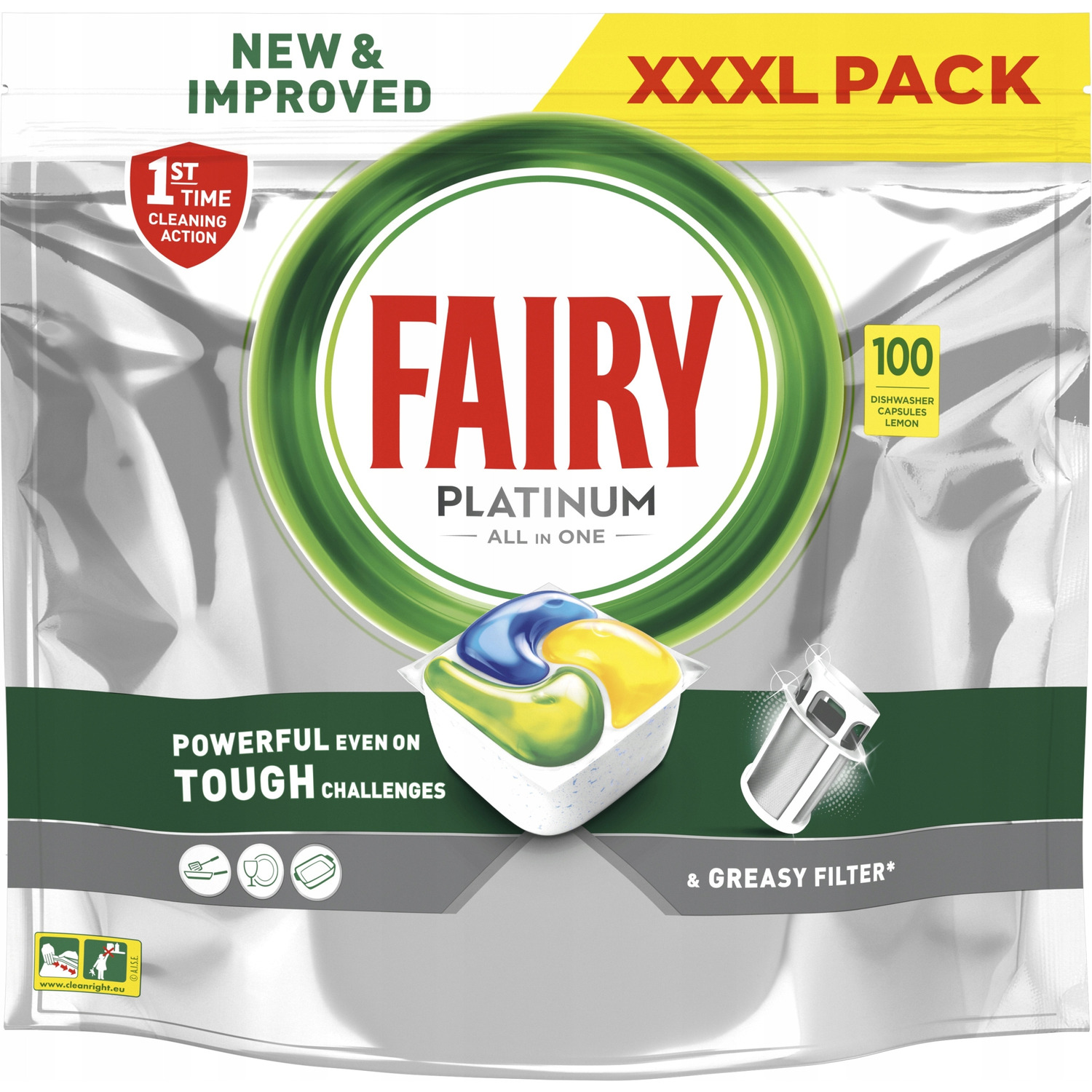 Levně Kapsle do myčky Fairy Platinum (100 kapslí) All in One