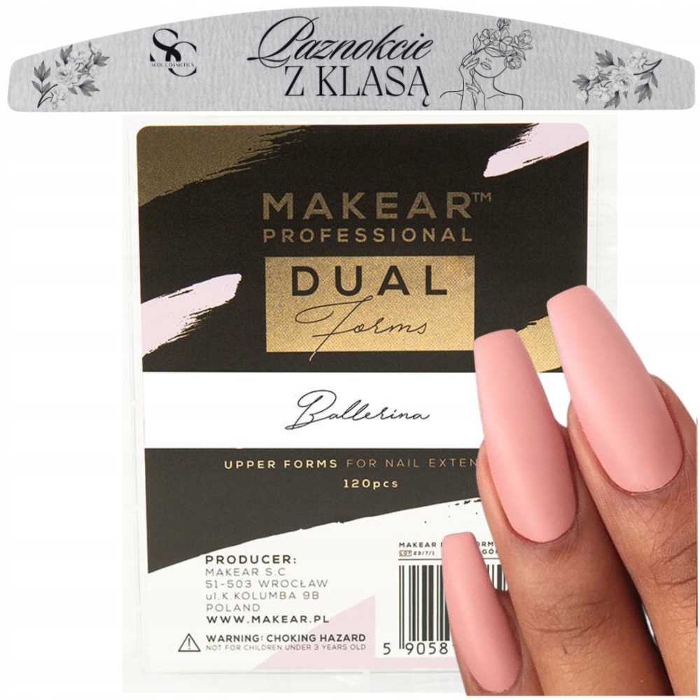 Makear Dual Form Klasyczna Ballerina formy górne do akrylożelu 120 + PILNIK