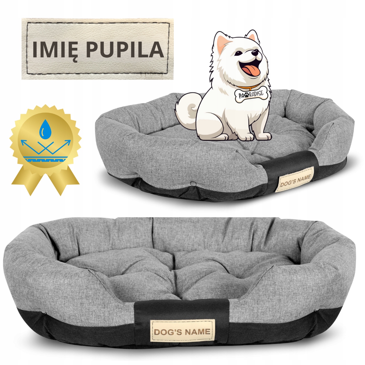 Levně pelíšek pro psa Kotec M se jménem Potah Pohovka 75x50 cm Šedá Oval