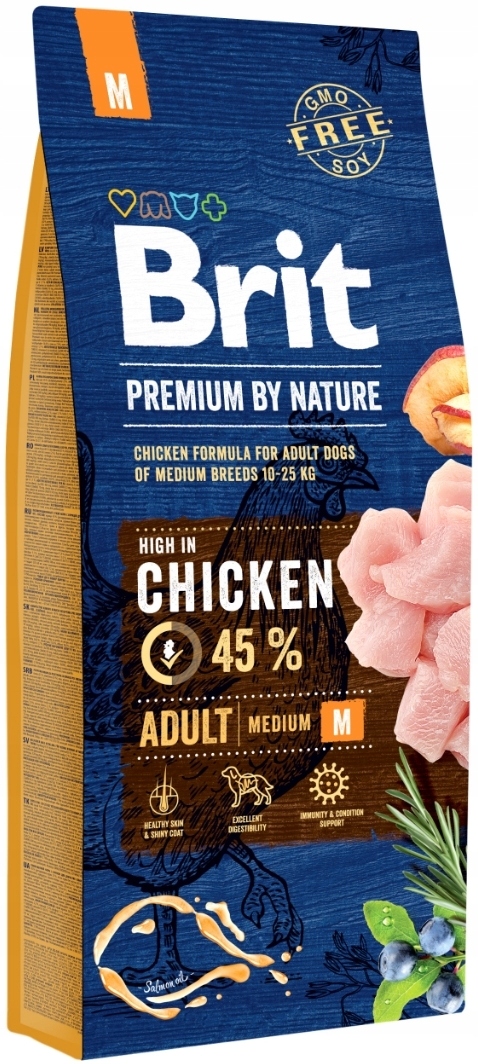 Brit Premium by Nature Adult M sucha karma dla psa z kurczakiem 15 kg