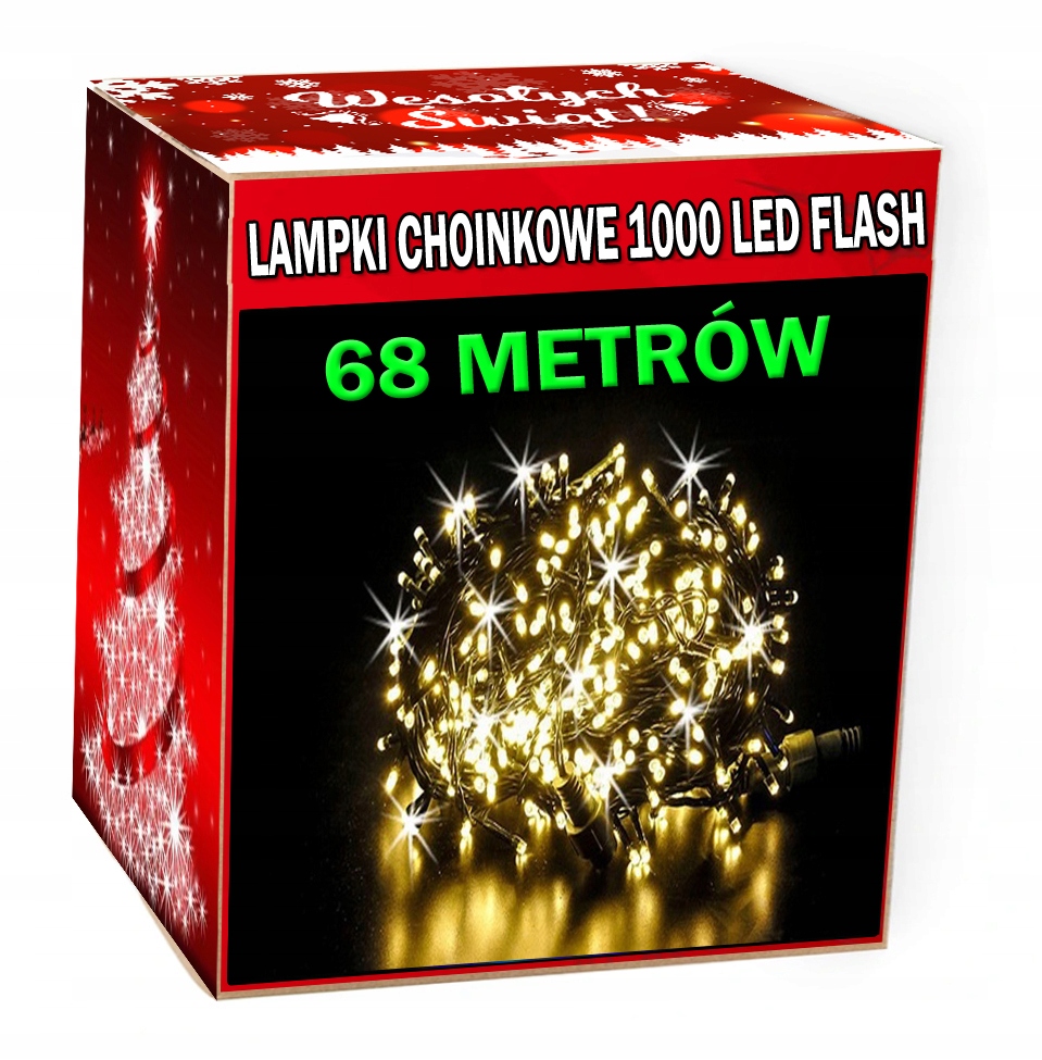 

Lampki Choinkowe 1000 Zewnętrzne Grube Flash Iskra