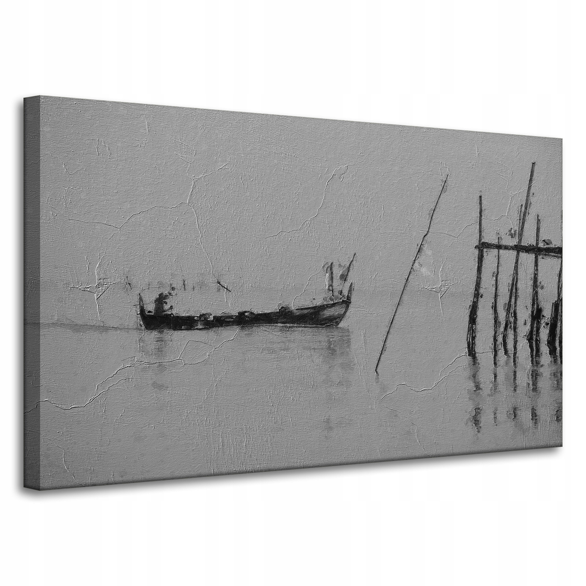 Obraz na plátně Černobílá loďka na vodě Retro 100x60 cm