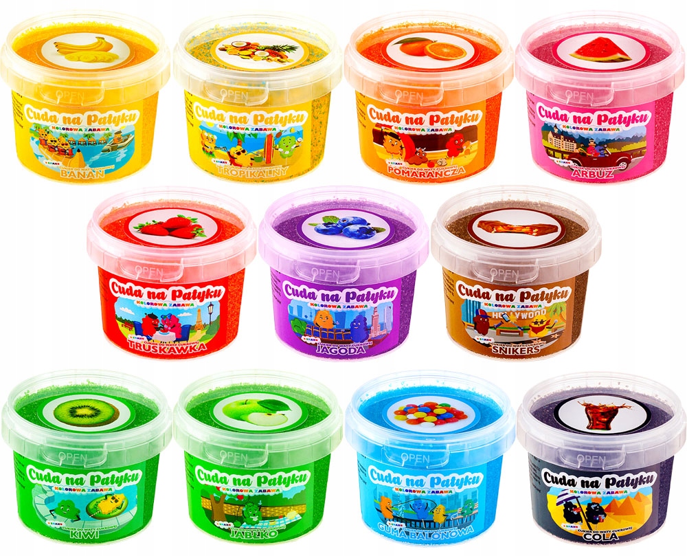 Zestaw HALLOWEEN Cukier do WATY CUKROWEJ KOLOROWY SMAKOWY PATYCZKI 12x 100g Model Zestaw 12 kolorowych cukrów do waty cukrowej