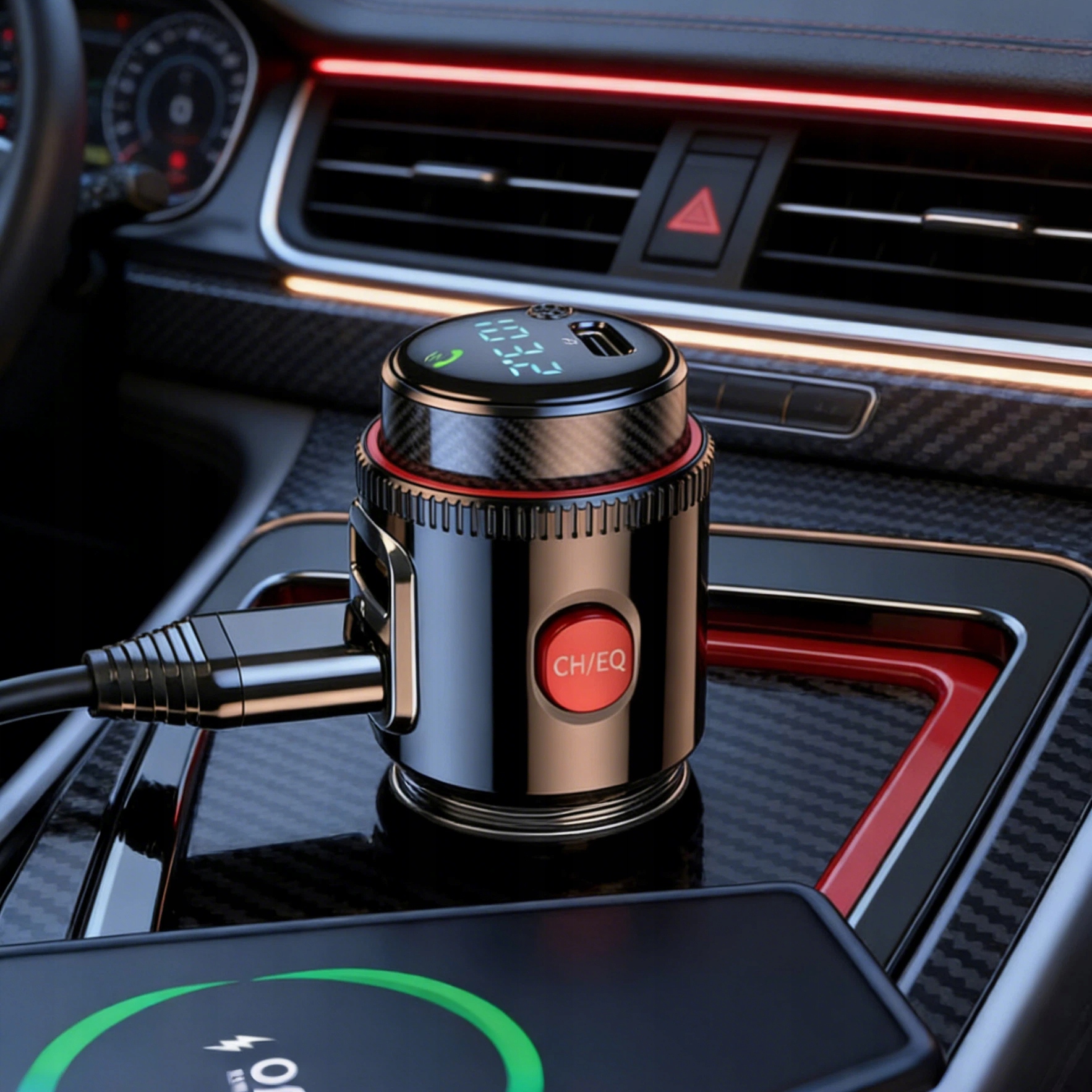 2V1: Fm Vysílač Bluetooth 5.4 Nabíječka Pd 30W QC3.0 Usb-c 12/24V