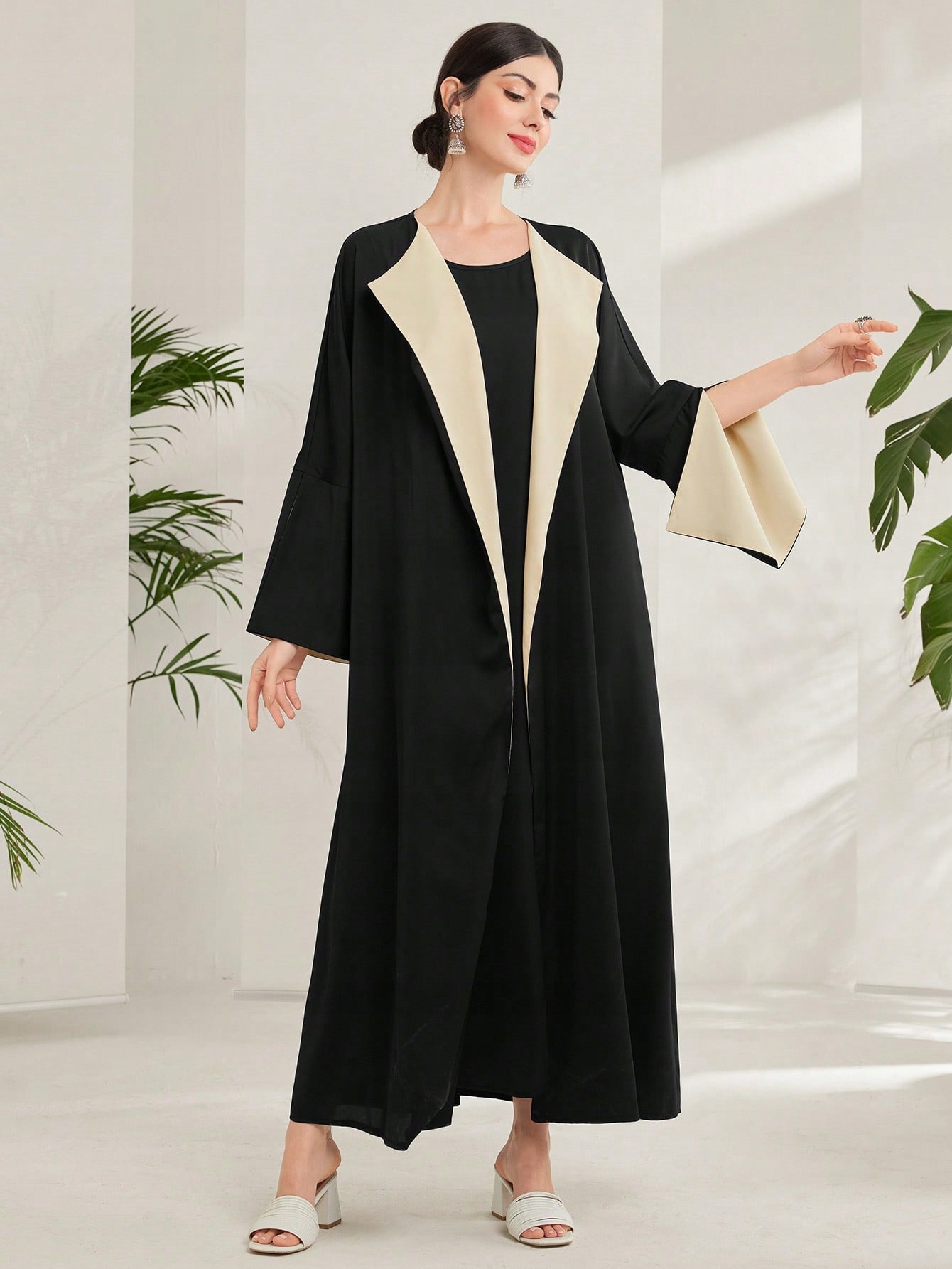 Dámská Souprava Šaty S Přehozem Černá Elegantní Maxi Shein L 40