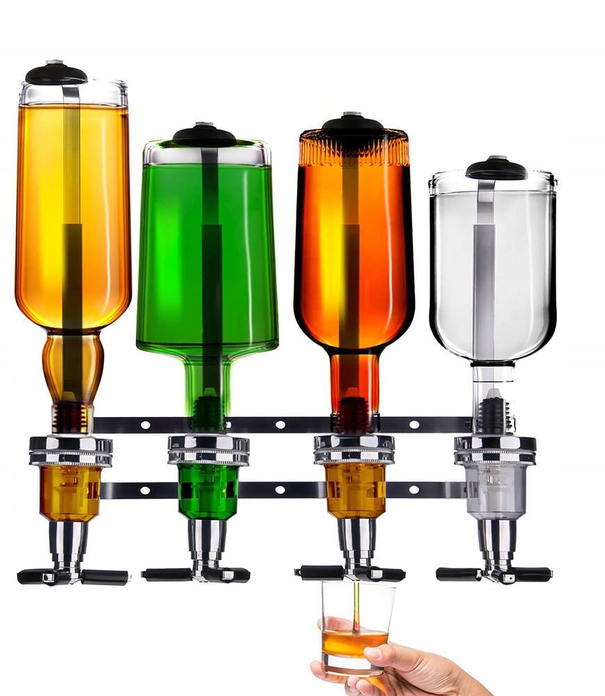 Dávkovač na alkohol a nápoje na 4 nástěnné lahve 36 x 11,5 x 36 cm