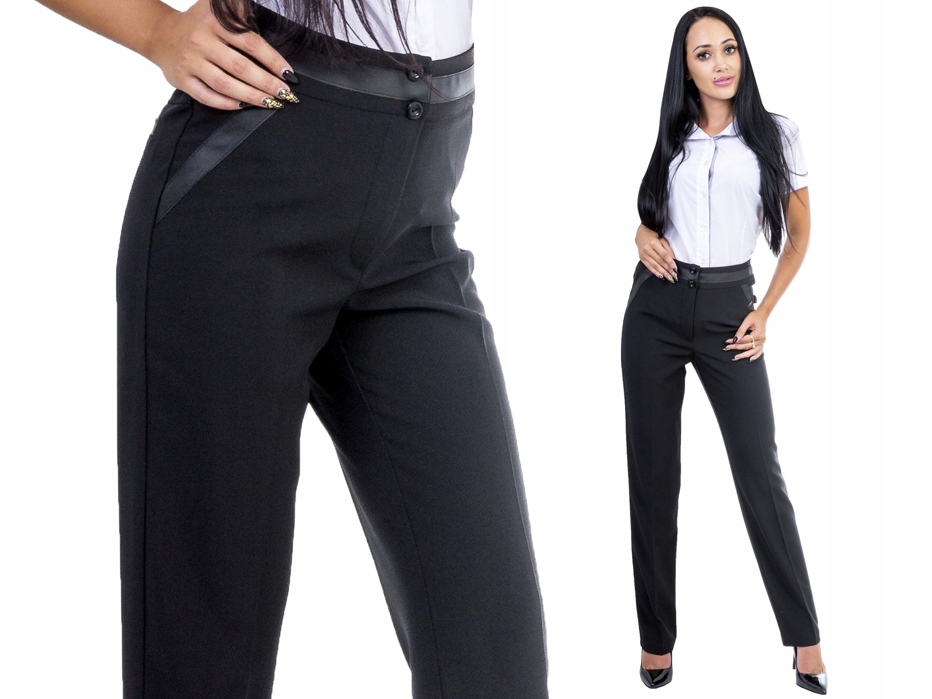 

S127 Eleganckie Spodnie Eko Skóra Czarny r. 42