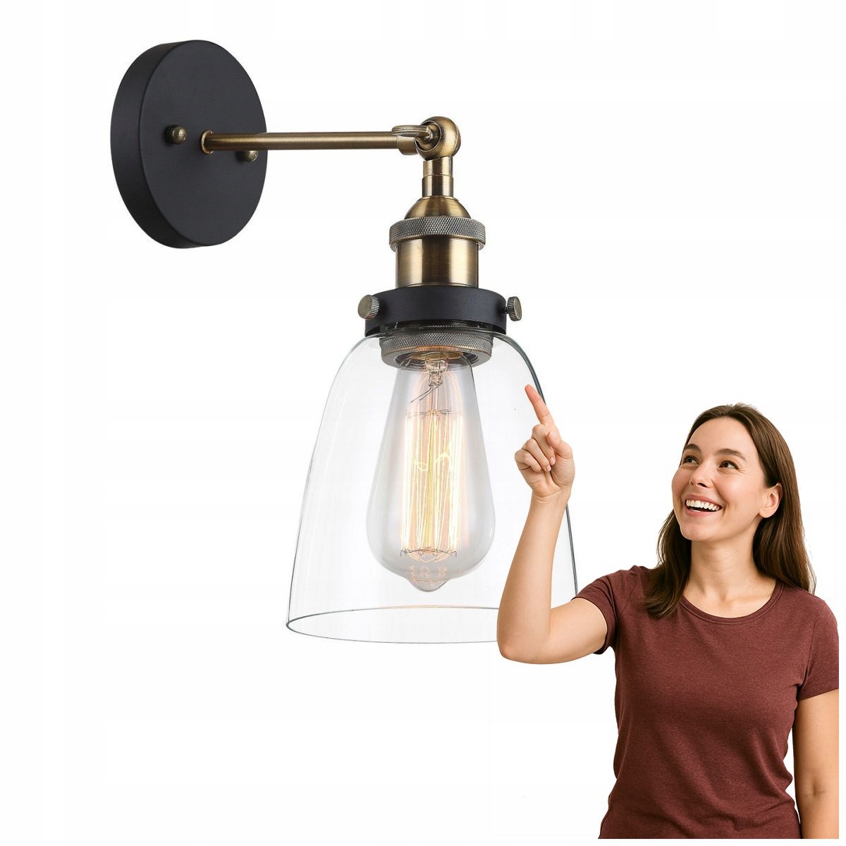 Nástenná lampa Francis Zlato a Čierna, Industriálna Italux