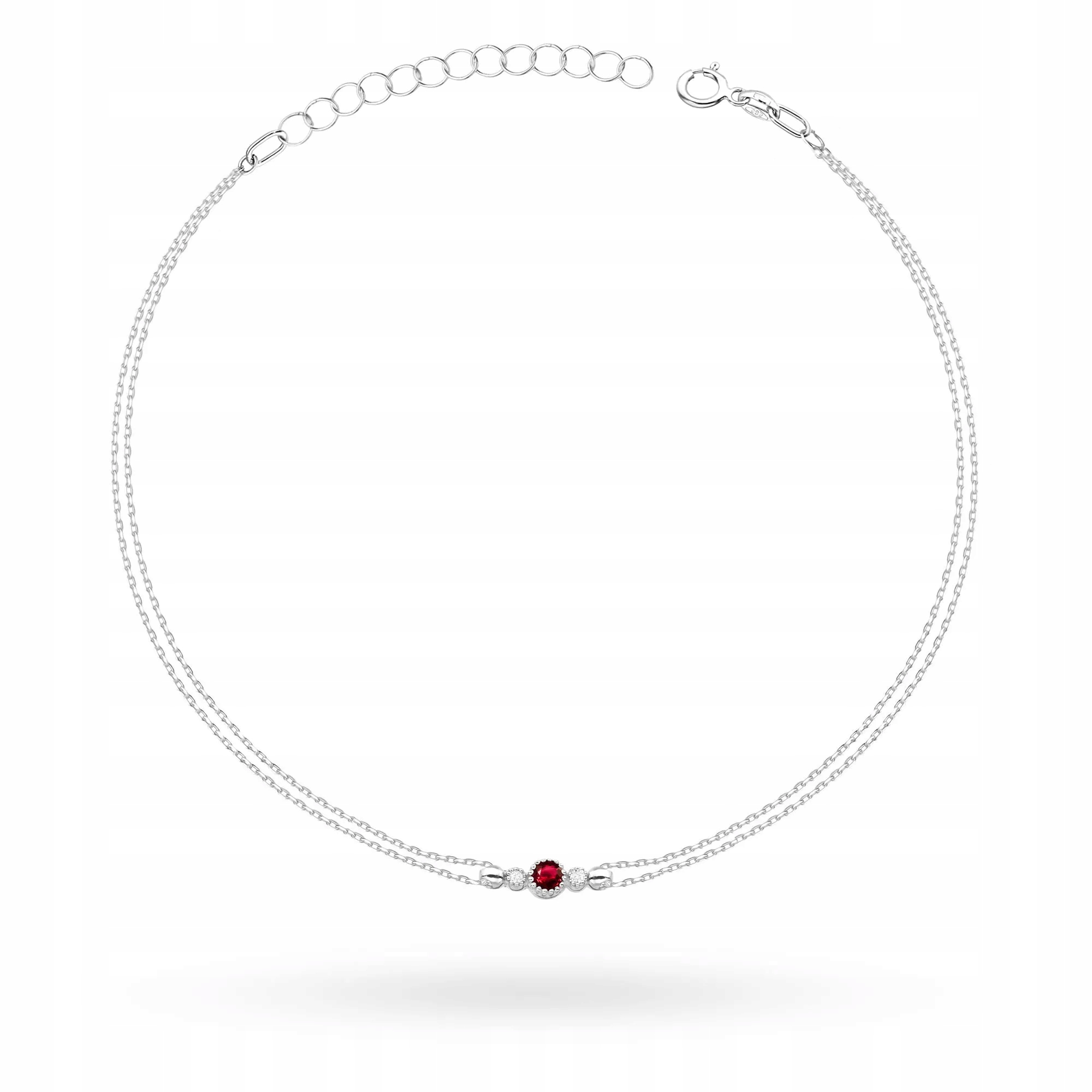 Złota bransoletka Rubin 0,15ct białe złoto pr. 585