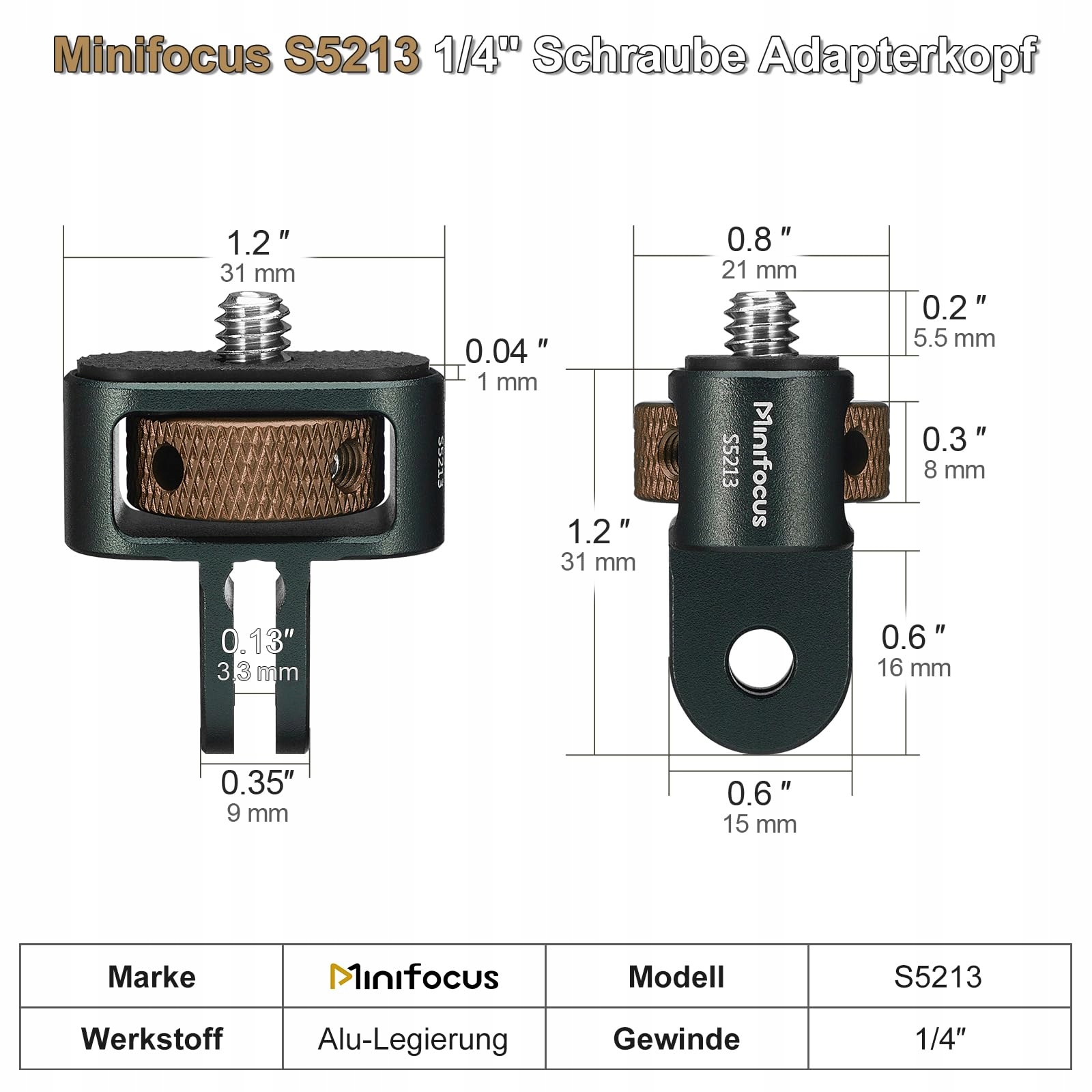 CNC ALUMINIUM Adapter Do Kamer GoPro DJI Insta360 Sjcam 1/4" Montaż — miniatura 4
