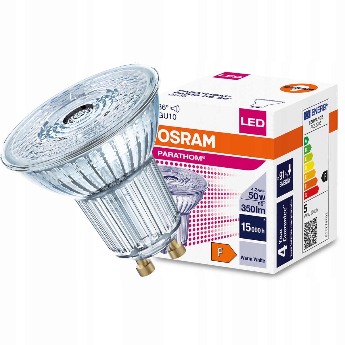 

Żarówka Led GU10 4,3W 50W 350lm 3000K 36° Osram