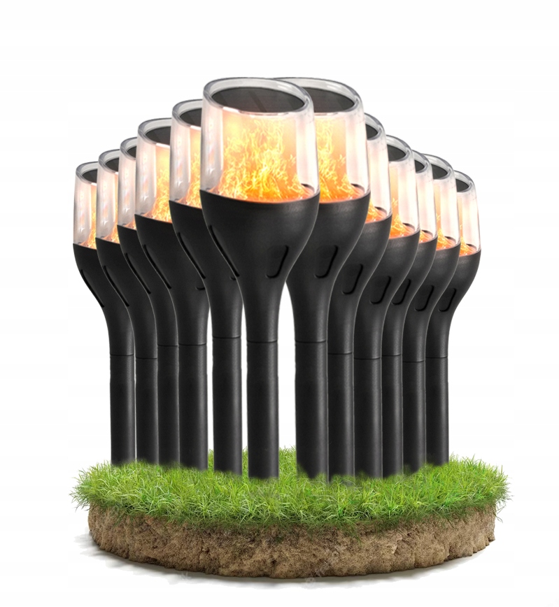 

12X Lampy Solarne Ogrodowe Led Mocne Płomień 65cm