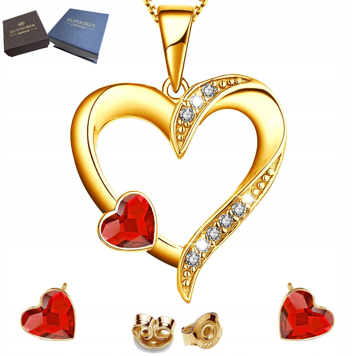 Pozlacený komplet šperků Stříbro 925 Náušnice Náhrdelník Na Jmeniny