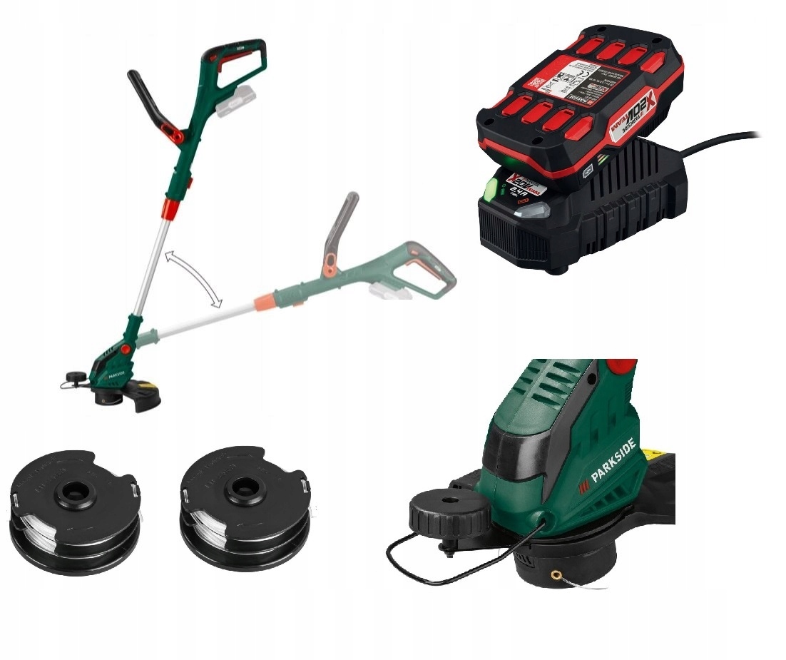 Podkaszarka Akumulatorowa Parkside Akumulator 2ah 2 Szpule Duży Zestaw