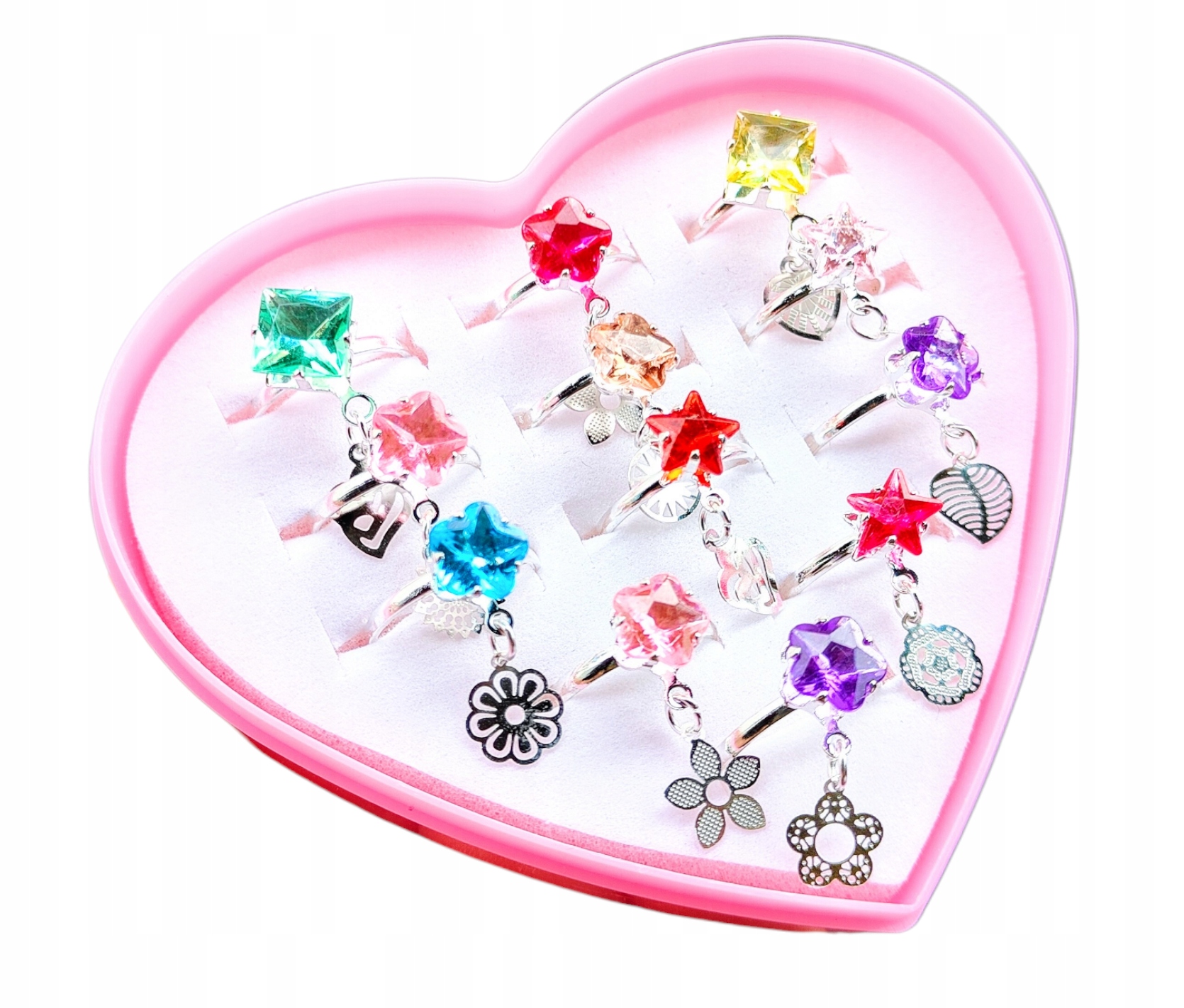 ZESTAW PIERŚCIONKÓW DLA DZIEWCZYNKI 12 Biżuteria dla dzieci Materiał Inny