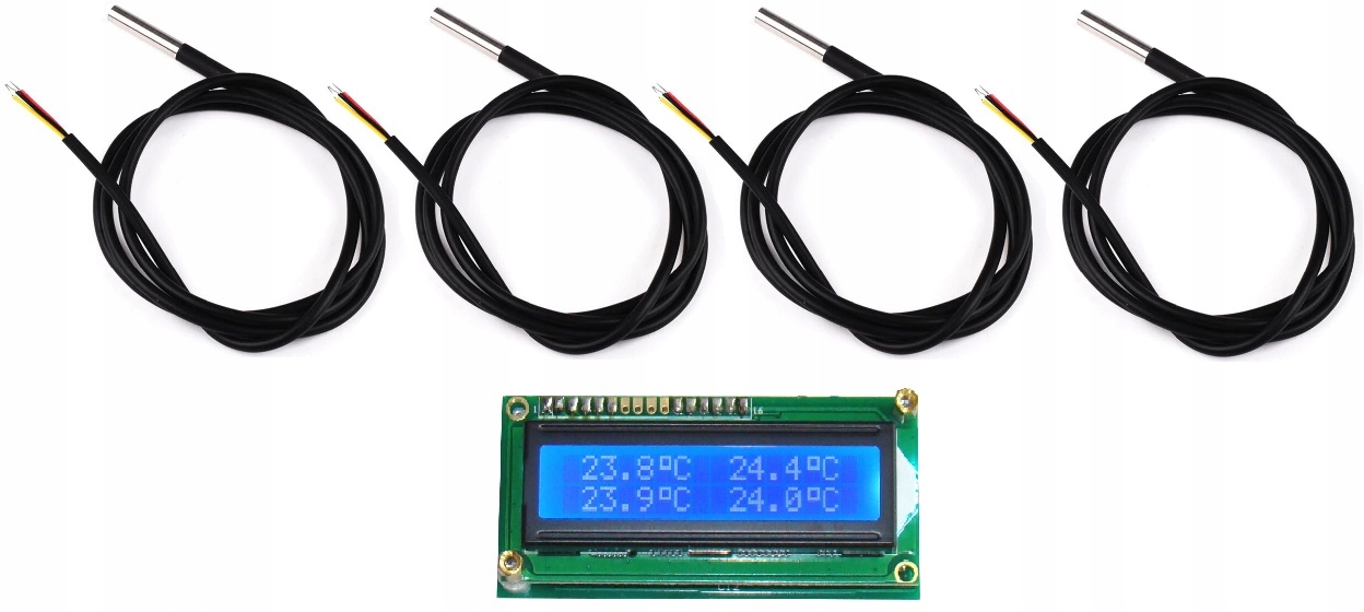 Termometr Panelowy 4 Kanałowy LCD DS18B20 Czujnik