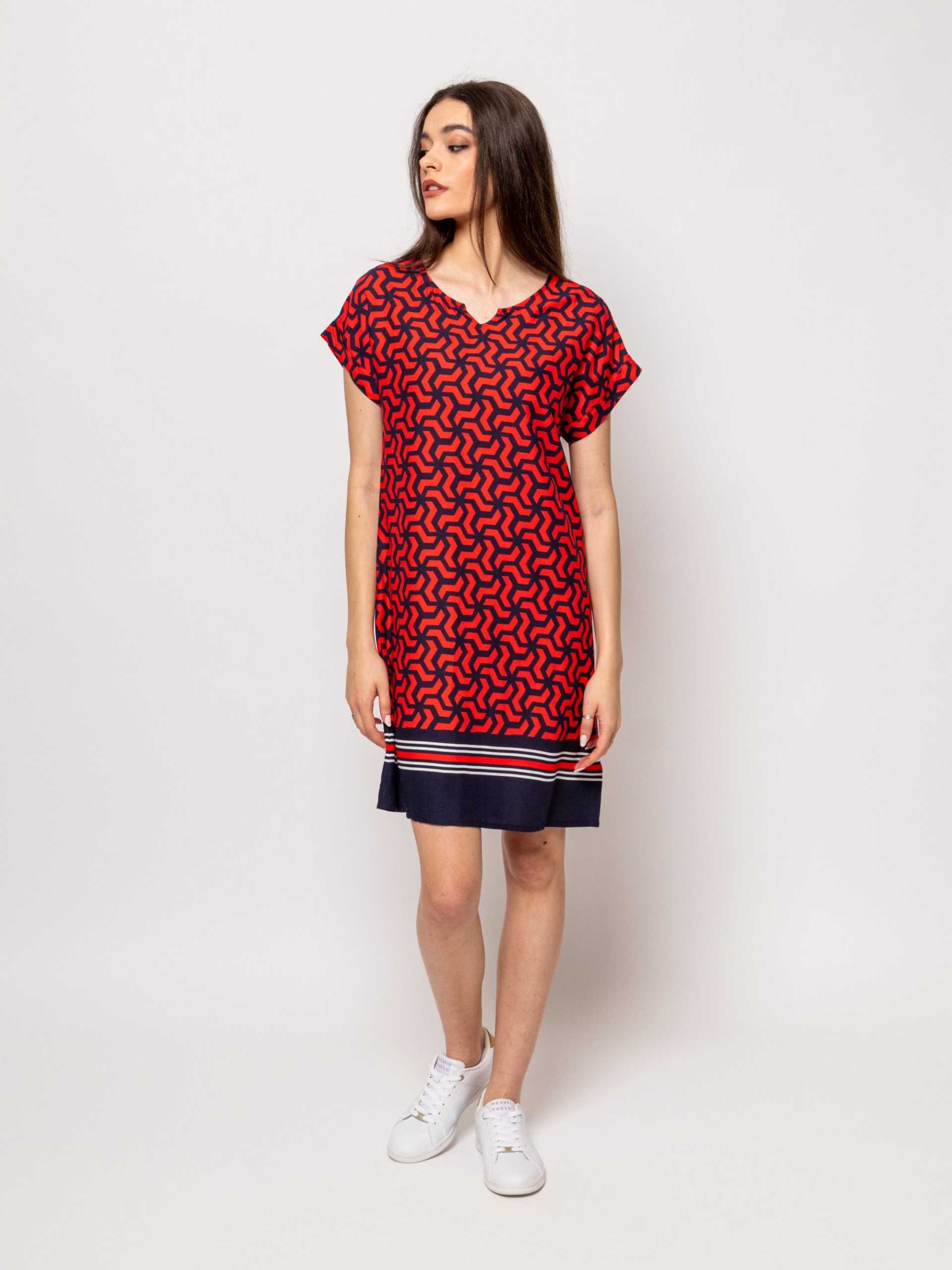 Heavy Tools Elegantní Volná Letní Šaty MIDI VIMLI Červená vel. S