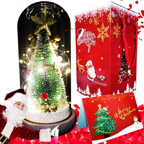 WIECZNA CHOINKA W SZKLE LED JAK RÓŻA MIKOŁAJ ŚWIĘTA GWIAZDKA PREZENT LED