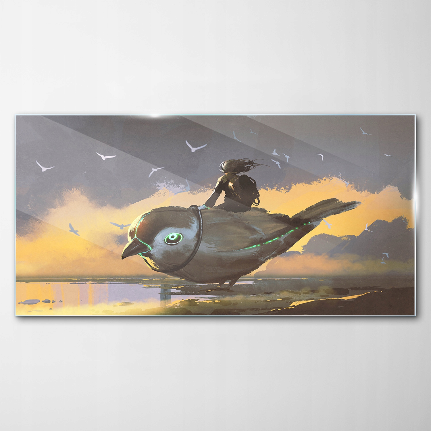 

Obraz Szklany Dekor Mała Dziewczynka Ptak 120x60
