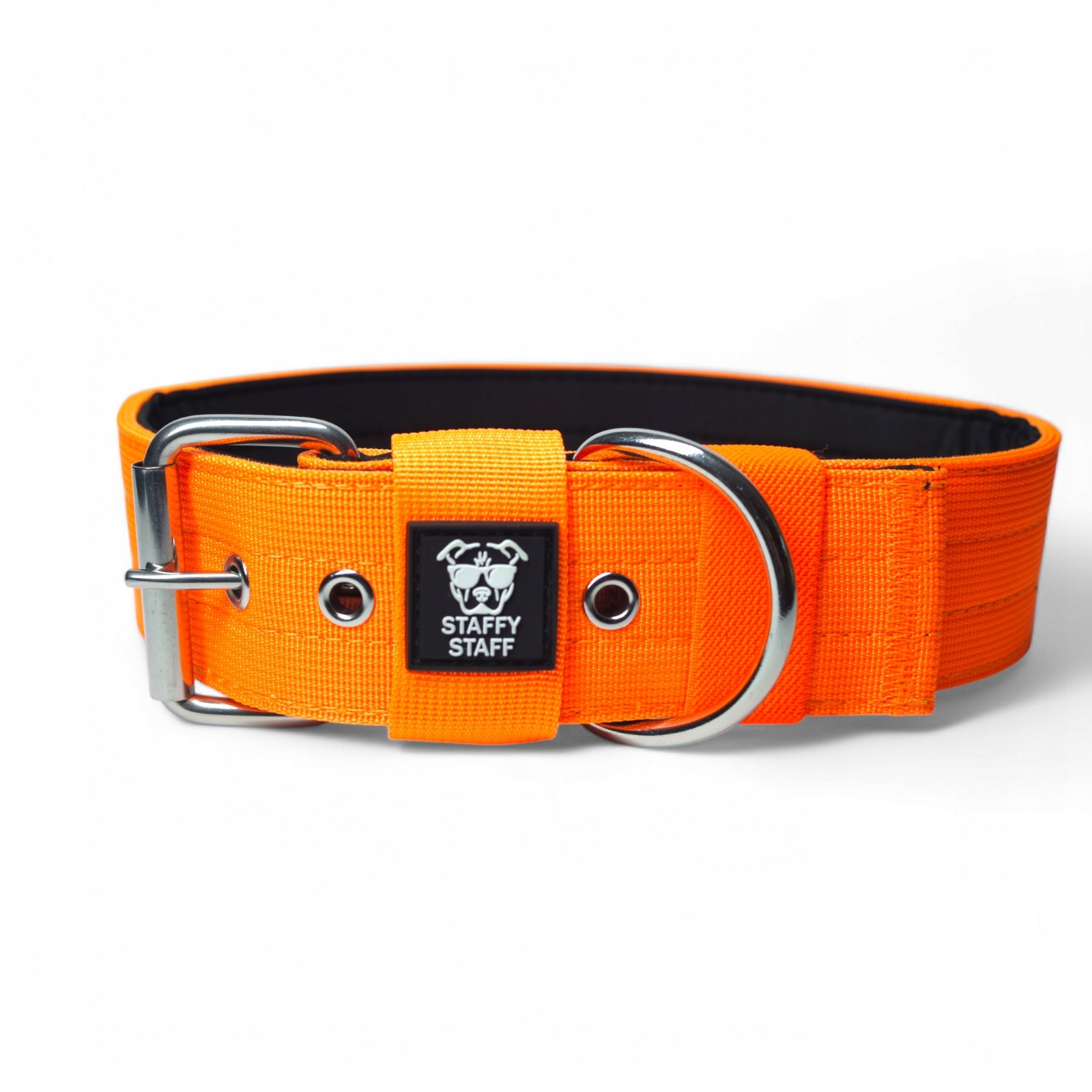 Levně Široký obojek s oranžovou sponou StaffyStaff
