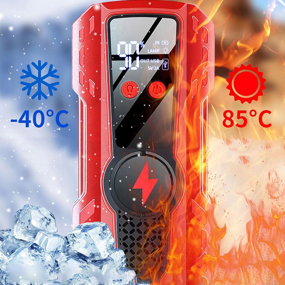 BOOSTER POWERBANK DO ROZRUCHU SAMOCHODOWEGO Z OŚWIETLENIEM LED +LCD + KLEMY Kod producenta AWARYJNE ZASILANIE ROZRUCHOWE SAMOCHODU