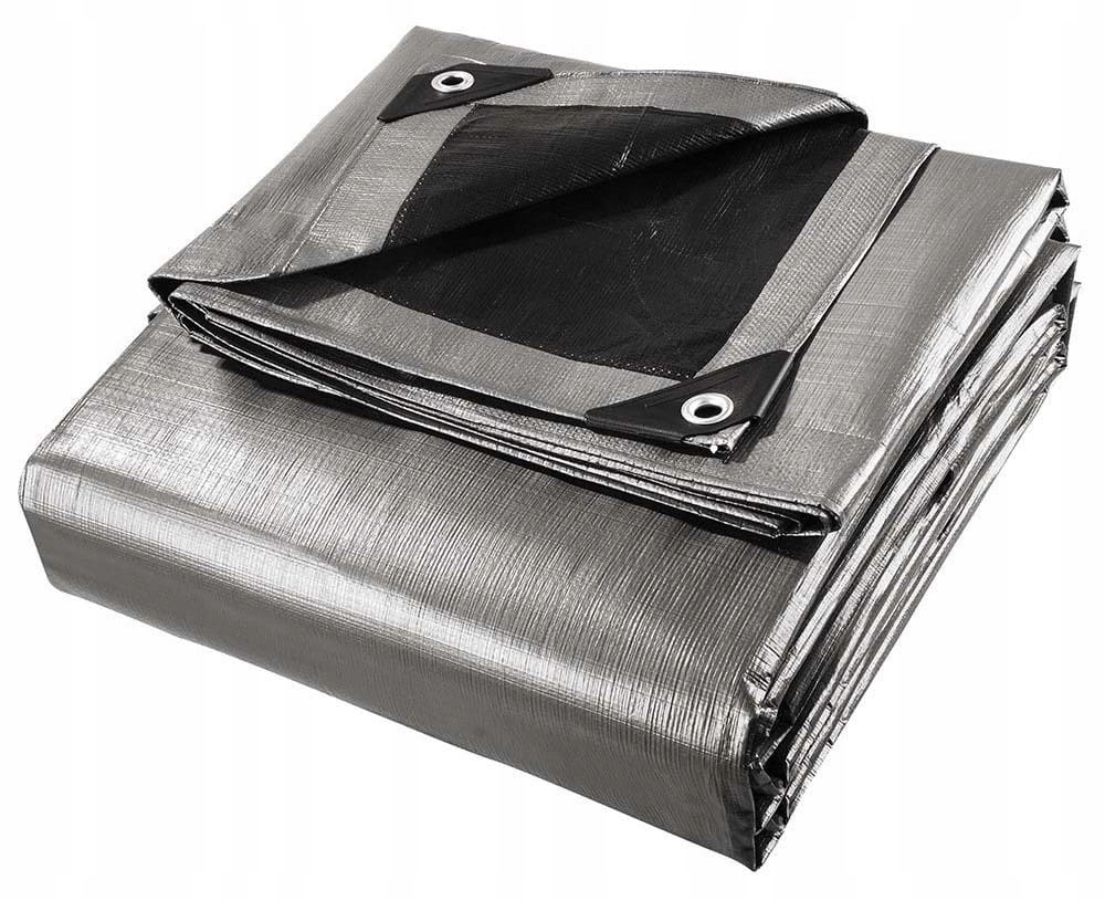 PLANDEKA OCHRONNA PŁACHTA SREBRNA 5x15m MEGA GRUBA SOLIDNA