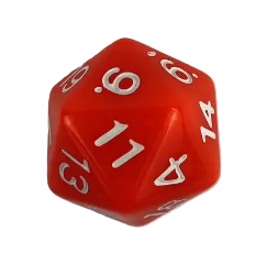ZESTAW 25 KOSTEK K20 RPG POMARAŃCZOWA KOŚĆ DWUDZIESTOŚCIENNA Liczba ścian 20