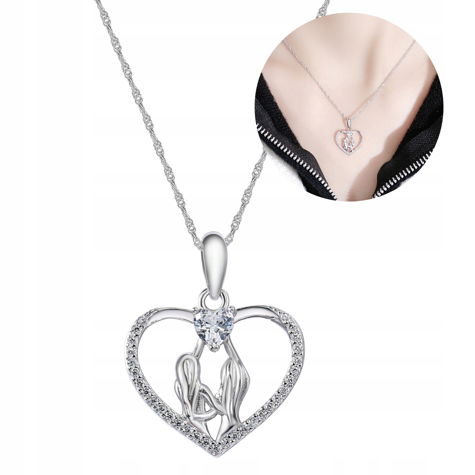 Stříbrný náhrdelník pro kamarádku, řetízek, dámský přívěsek, srdce stříbro