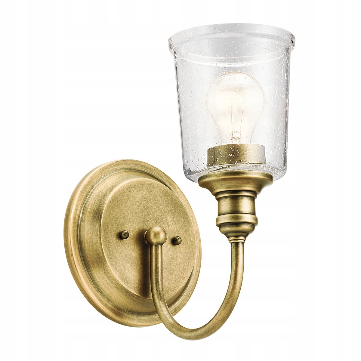 Mosadzná nástenná lampa so skleneným tienidlom a bublinkami vintage Kichler