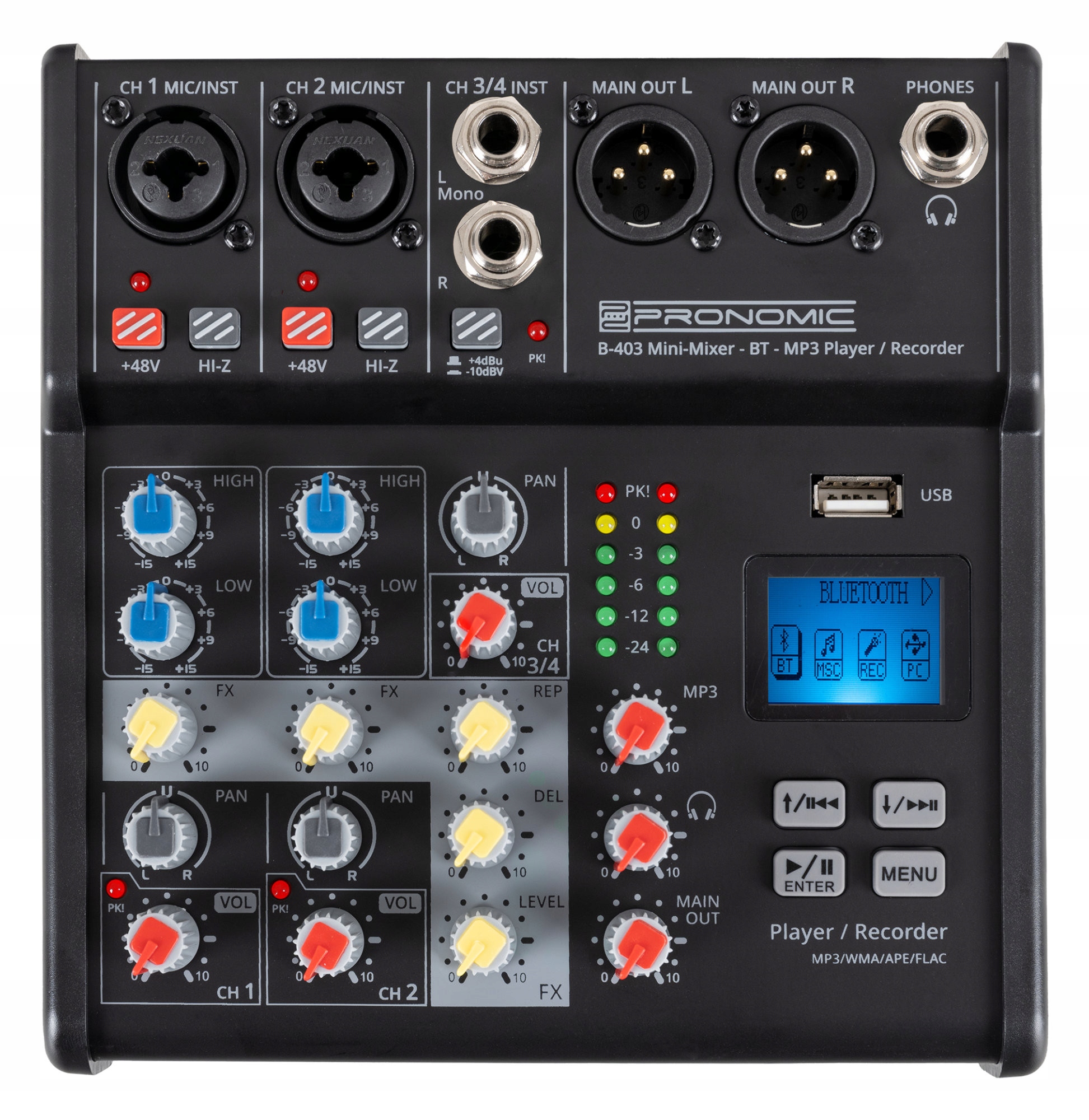 Pronomic B-403 mini mixpult s Bluetooth s Usb rekordérom