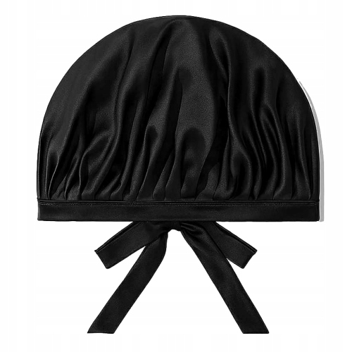 Hedvábná čepice na vlasy 100% Hedvábí pro péči o spaní Meravil Černá
