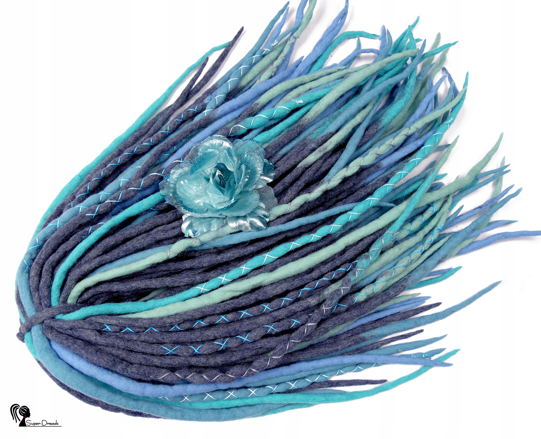 Vlněné pastelky Dredy, tyrkysové modré, Nezapomenutelné, 40 kusů