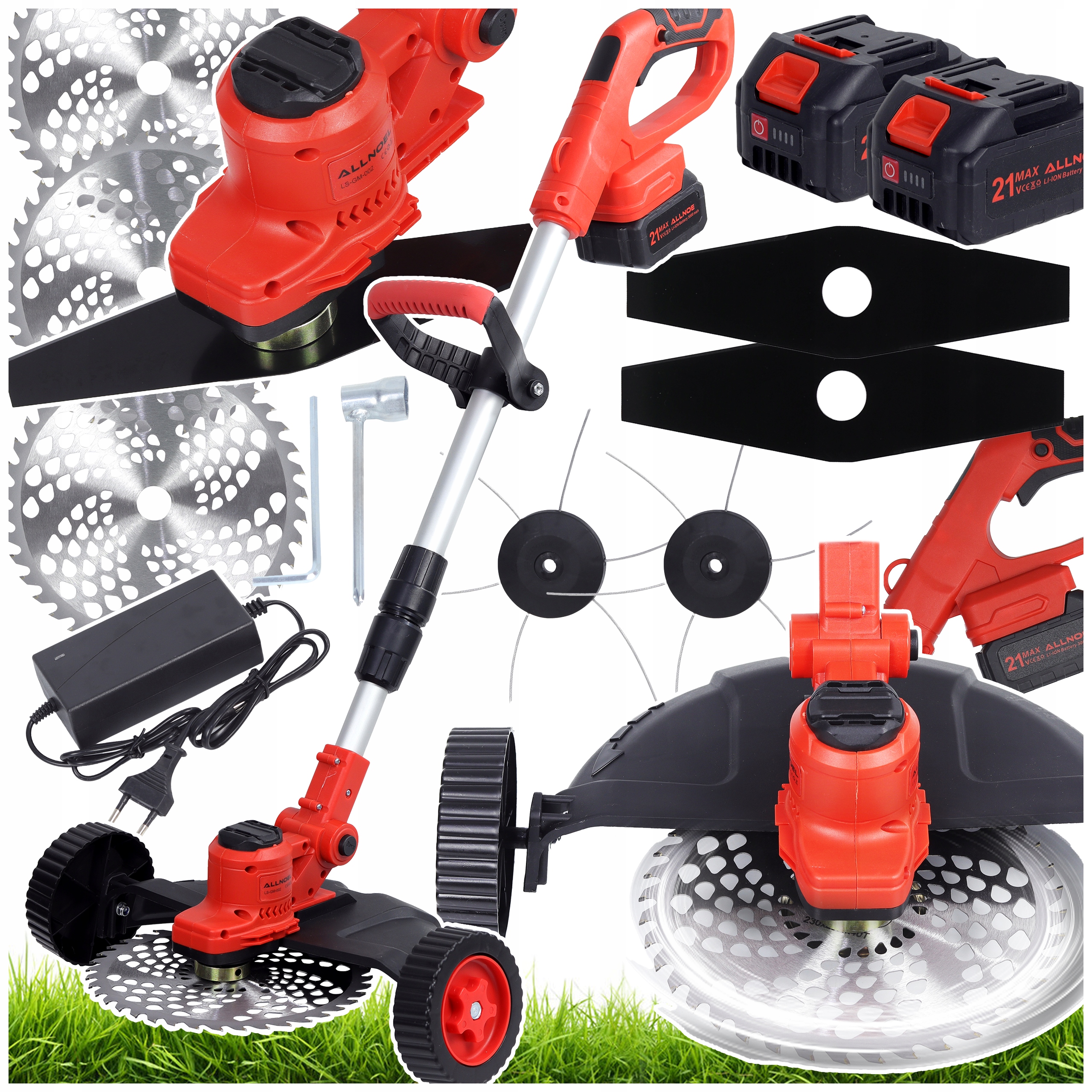 Kosa Akumulatorowa Podkaszarka Bezszczotkowa Wykaszarka 2 Aku Koła Zestaw