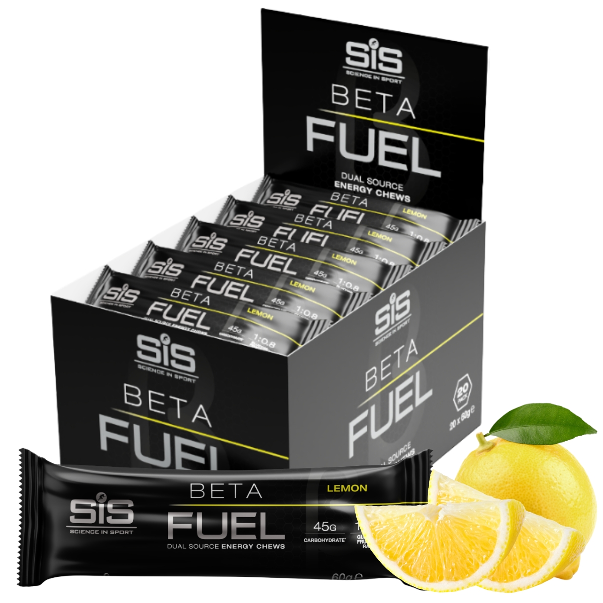 Energetická gelka Sis Beta Fuel Chew 20x60 g Sacharidy Kousátko citronové