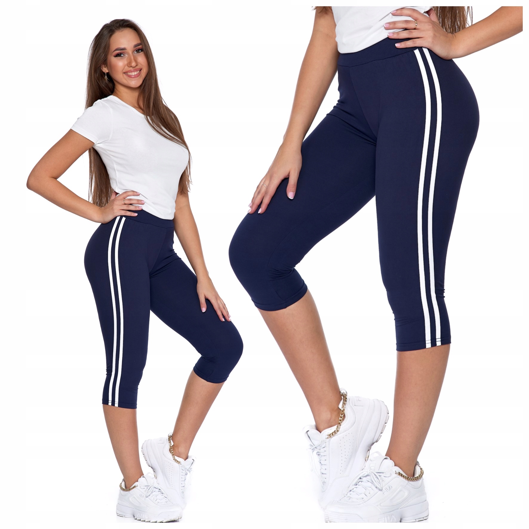 LEGGINSY DAMSKIE 3/4 PEACH TOUCH LAMPASY PLUS SIZE GETRY WYGODNE MORAJ XXXL