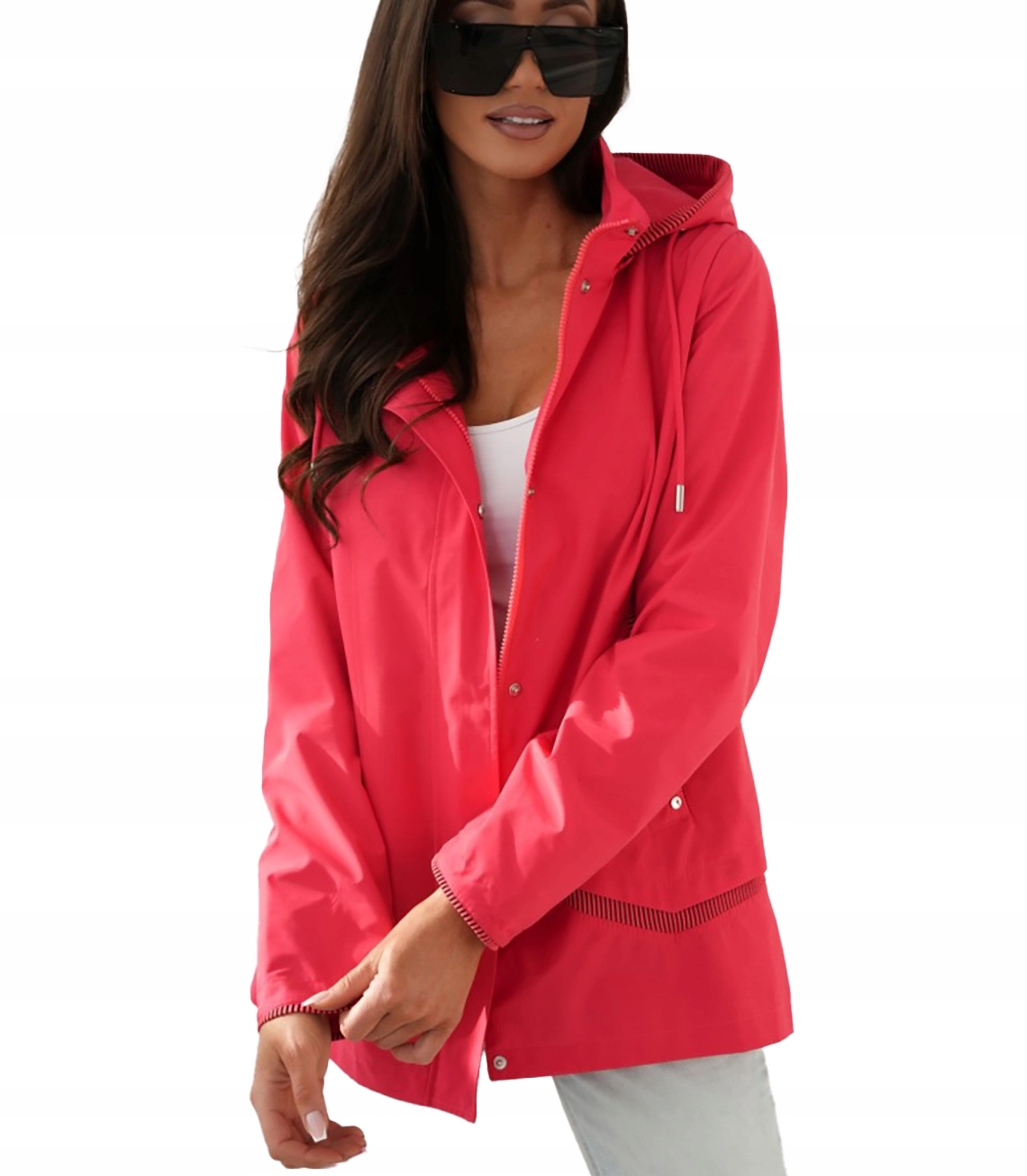 Dámská bunda Daniela – krátká, přechodová, s kapucí a kapsami 44